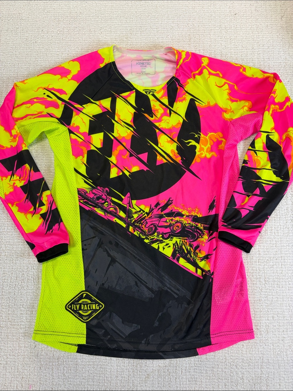 Fly Racing Kinetic Neon Pink Moto Jersey Women Small MX ATV BMX